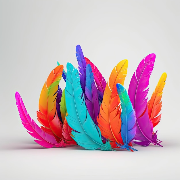 Un grupo de plumas de colores que están por todo el suelo.