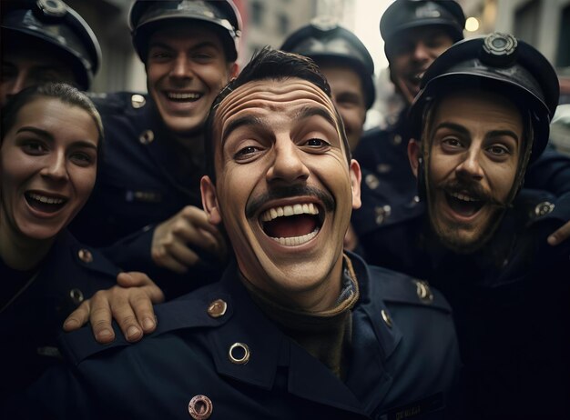 Foto un grupo de policías