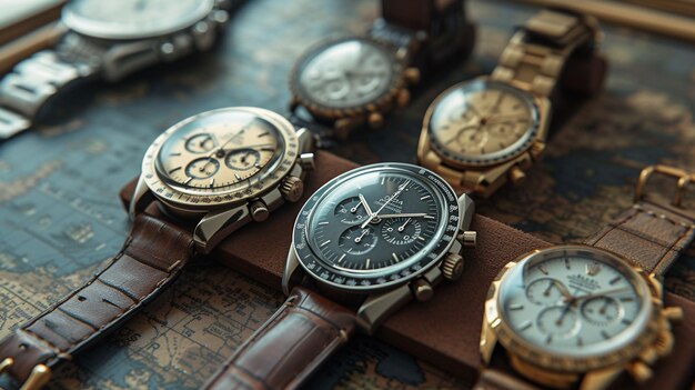 Foto grupo de relojes en la mesa