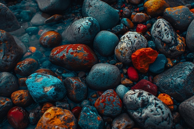 Foto un grupo de rocas de colores