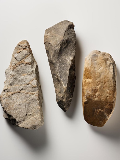 Foto un grupo de rocas con una que tiene un número de diferentes tamaños.