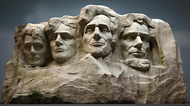 Grupo de rostros tallados en piedra