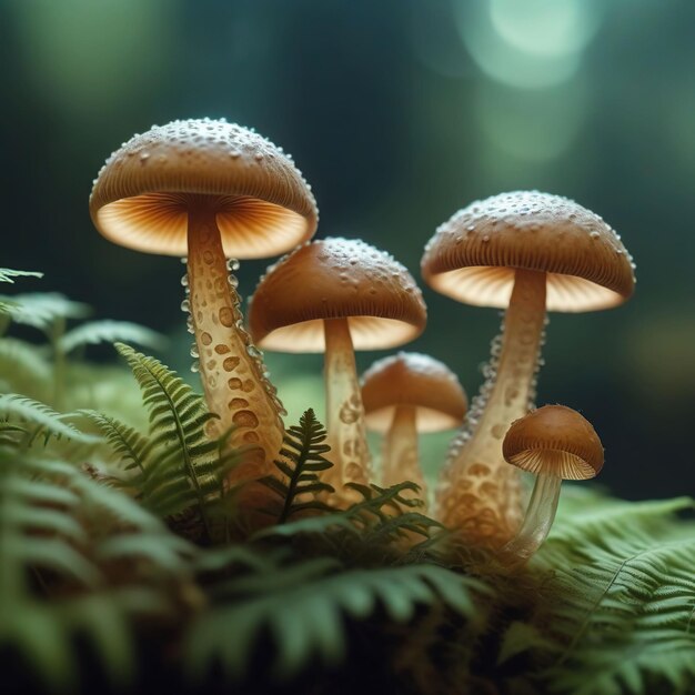 Grupo de setas en el bosque