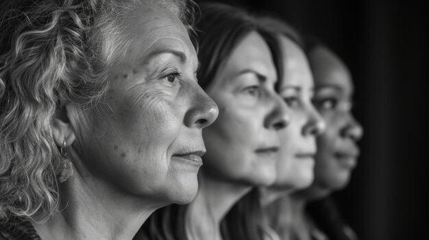 Foto un grupo de sobrevivientes de violencia doméstica sus rostros llenos de esperanza y fuerza mientras comparten