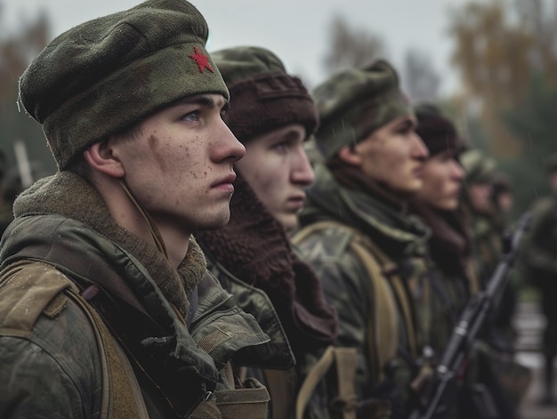 Foto un grupo de soldados con una cruz roja en el pecho
