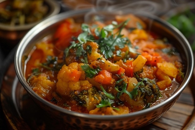 Grupo de tava frito sabzi o sabji como el coliflor o el phool gobhi