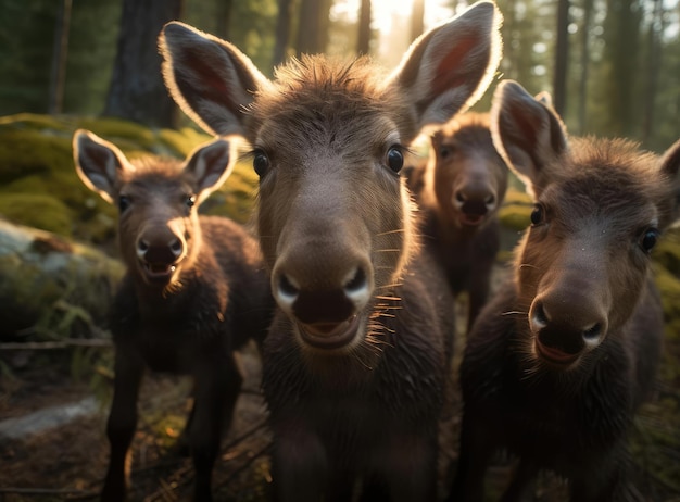 Un grupo de terneros de alce