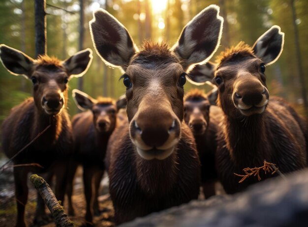 Un grupo de terneros de alce