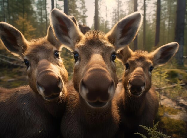 Un grupo de terneros de alce