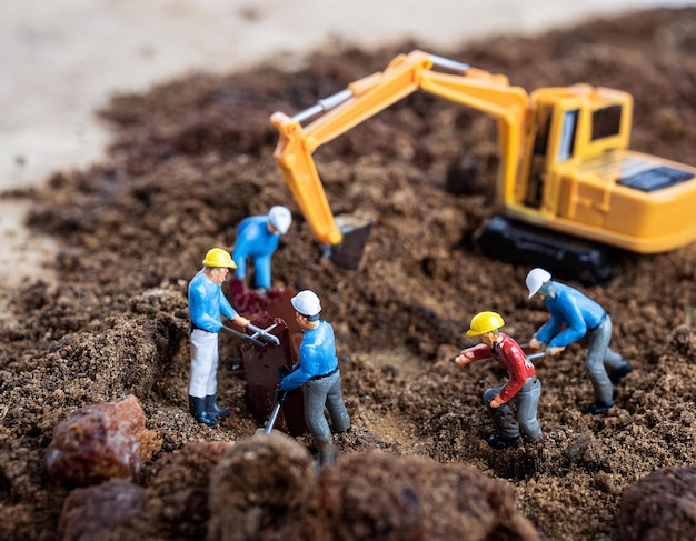 un grupo de trabajadores de la construcción están trabajando en un sitio de construcción