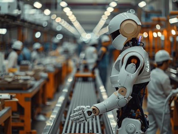 un grupo de trabajadores están trabajando en una máquina en una fábrica