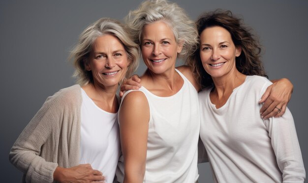 Foto un grupo de tres mujeres de pie una al lado de la otra