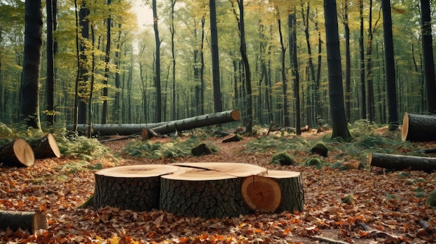 Foto grupo de troncos en el desmonte forestal