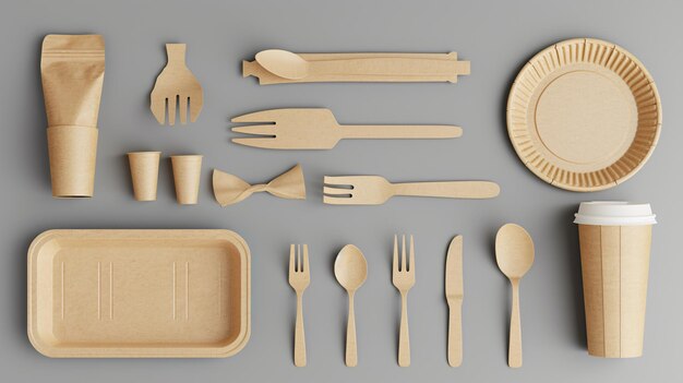 un grupo de utensilios hechos de papel reciclado