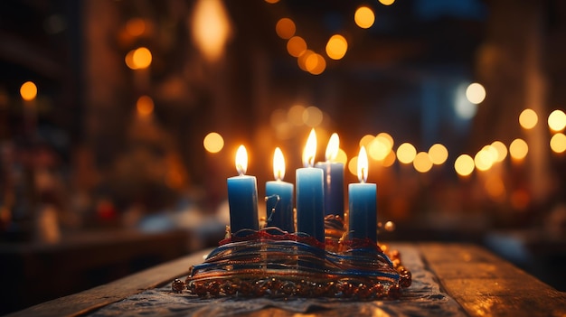 Foto grupo de velas encendidas en la mesa