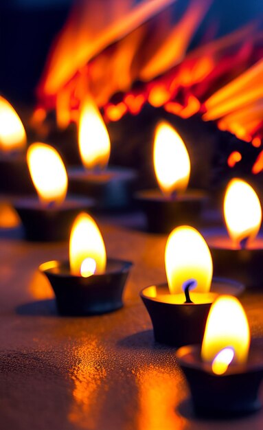 Foto un grupo de velas frente a un fondo colorido.