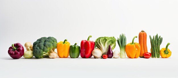 Grupo de verduras dispuestas en una fila