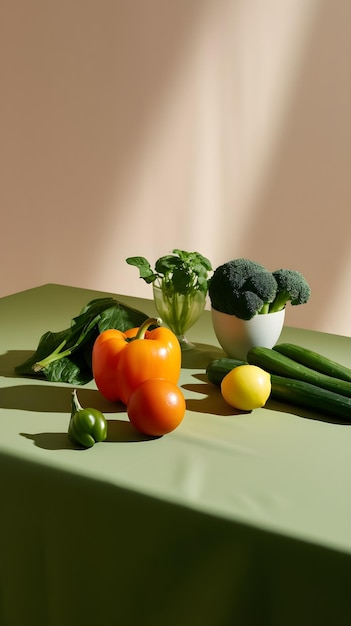 Un grupo de verduras en una mesa