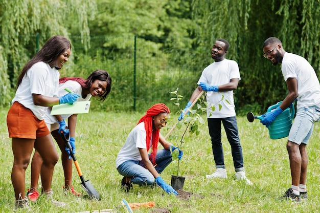 Grupo de voluntarios africanos felices