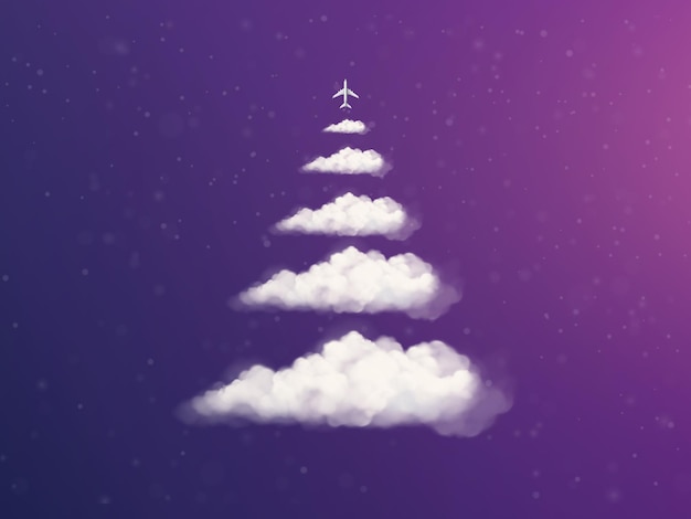 Grupos de nubes como árbol de navidad Concepto de navidad y año nuevo