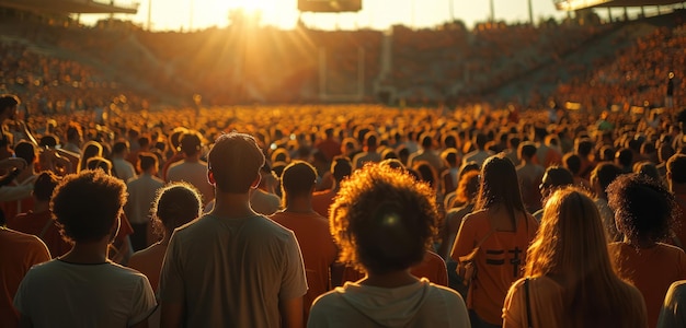 Foto grupos de personas y seminarios en la arena multitud y conexión silueta empresarios y público