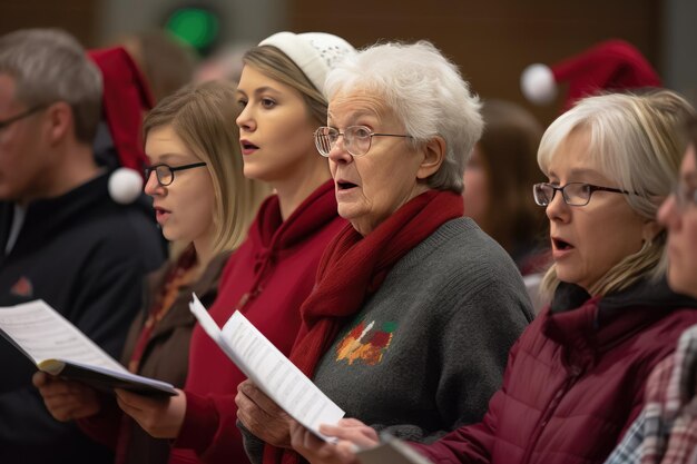 Foto gruppe älterer menschen senioren singen weihnachtslieder