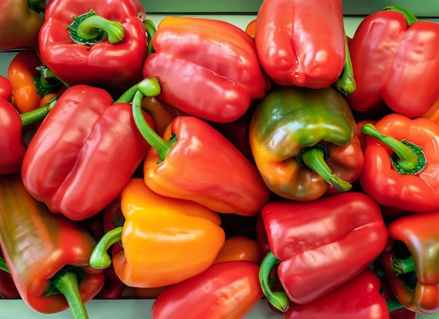 Foto gruppe bunter paprika, draufsicht