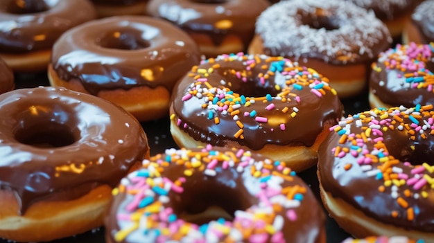 Gruppe der galaktischen glasierten Donuts Generative Ai