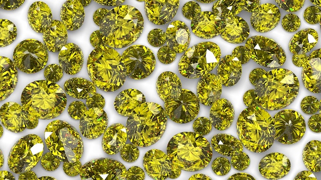 Gruppe Edelsteine 3d gerendert im gelben Diamanten