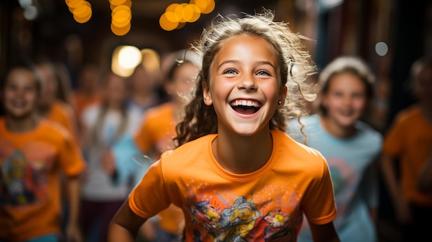 Gruppe glücklich lächelnder Kinder in einem Tanzkurs