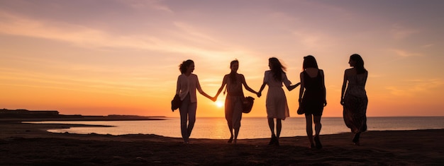 Gruppe glücklicher Freunde, die Spaß am Strand haben