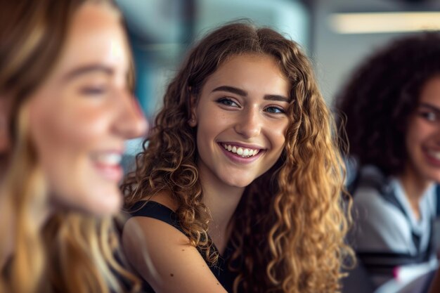 Gruppe junger Frauen, die zusammensitzen