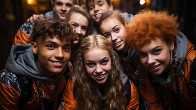 Foto gruppe lächelnder leute im club