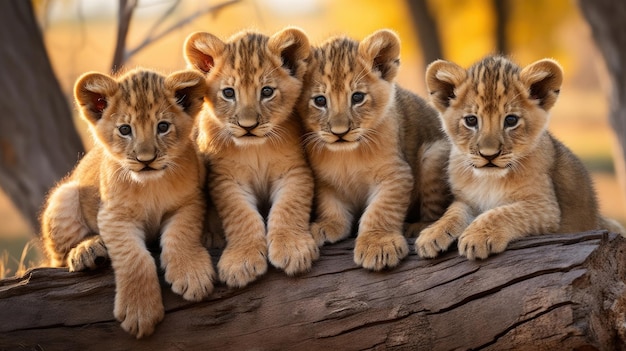 Foto gruppe süßer löwenbabys