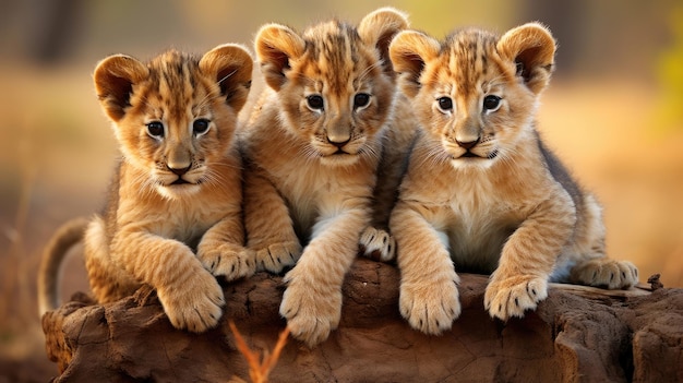 Gruppe süßer Löwenbabys