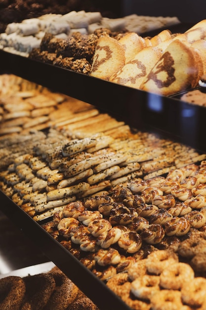 Gruppe verschiedener Kekse Chocolate Chip Haferflocken Rosinen weiße Schokolade