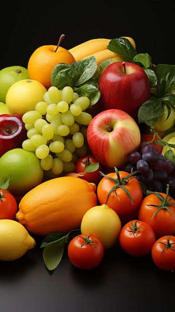 Gruppe verschiedener Obst- und Gemüsearten