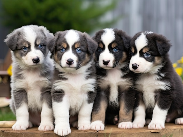 Foto gruppe von border collie-hündchen fotografiert