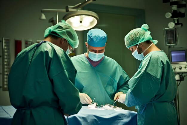 Foto gruppe von chirurgen, die im krankenhaus eine operation durchführen