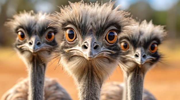 Gruppe von Emu-Vögeln in freier Wildbahn