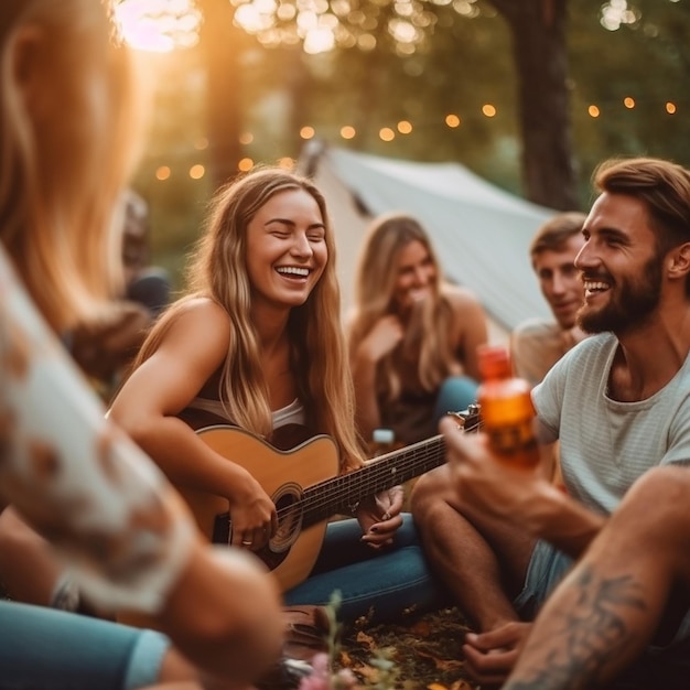 Gruppe von Freunden, die mit Getränken jubeln