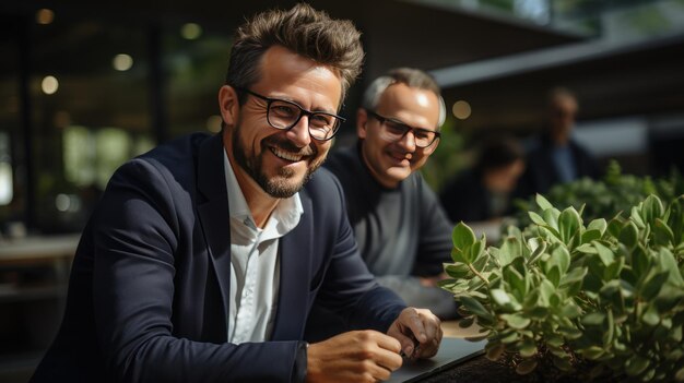 Foto gruppe von geschäftsleuten, die in einem modernen büro zusammenarbeiten