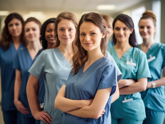 Foto gruppe von hebammen in einem krankenhaus mit schwangerer frau