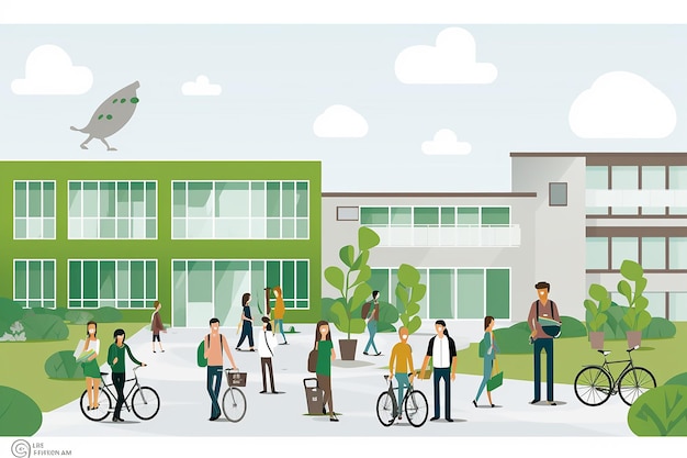 Gruppe von Highschool-Universitätsstudenten flache Design-Vektor-Illustration