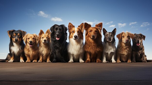 Gruppe von Hunden am Strandgenerative KI