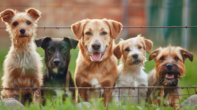 Foto gruppe von hunden, die im gras stehen