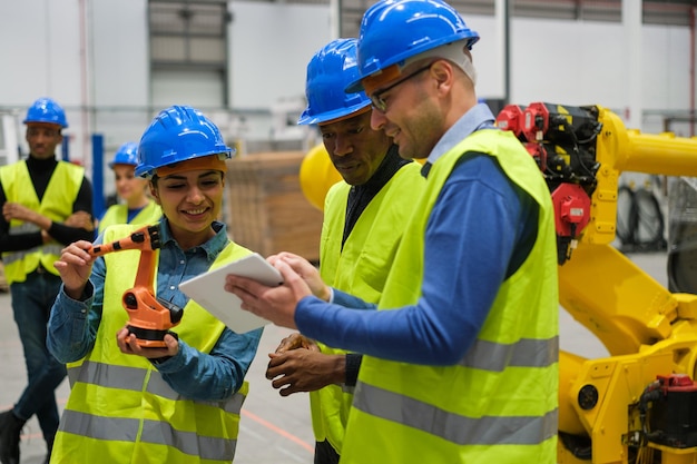 Gruppe von Ingenieuren, die Arbeiten in der Robotik entwickeln