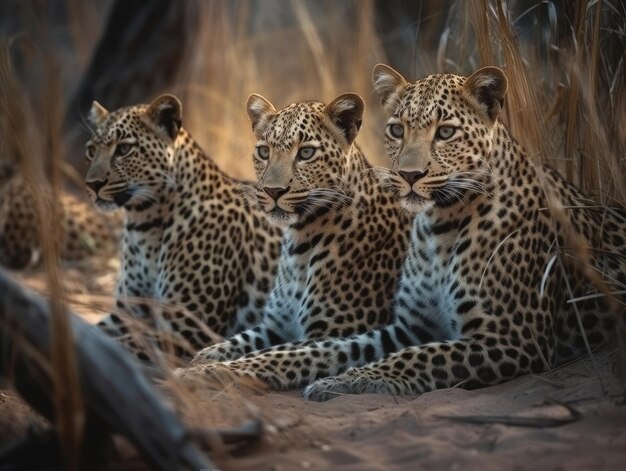 Gruppe von Leoparden im natürlichen Lebensraum generative KI