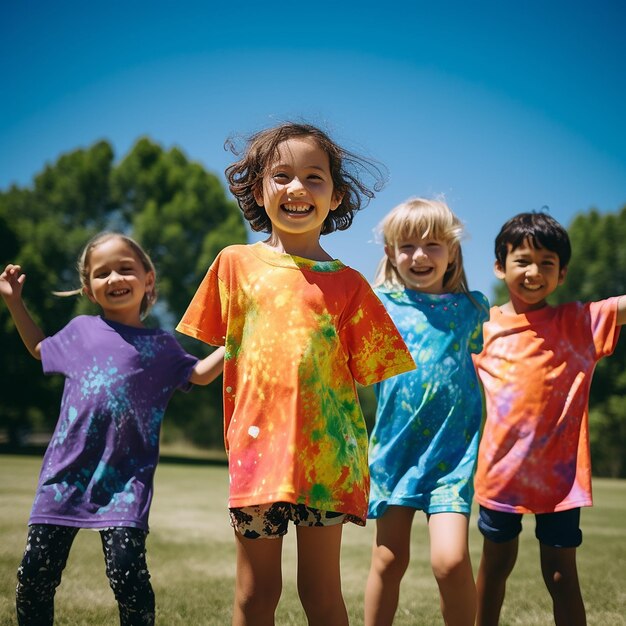 Gruppe von männlichen und weiblichen Kindern studiert und zeichnet Malerei