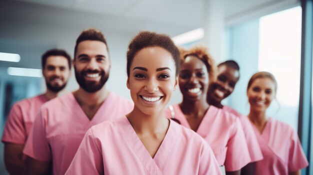 Foto gruppe von medizinstudenten, krankenschwestern in der ausbildung an der hochschule, verschiedene arztkollegen